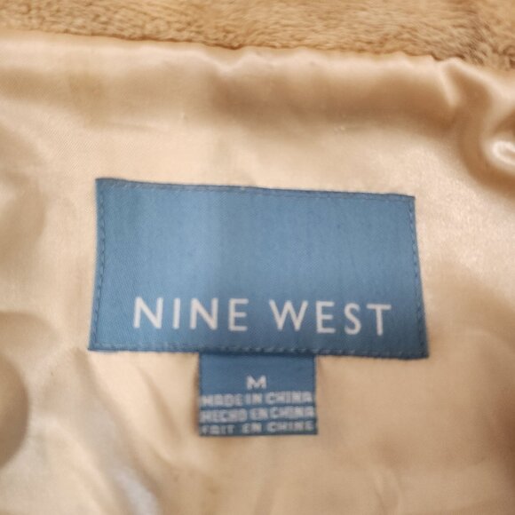 Vintage 90s Nine West Faux Fur Hooded Jacket Brown Spotted Y2K Mob Wife Glam M - Picture 8 of 10